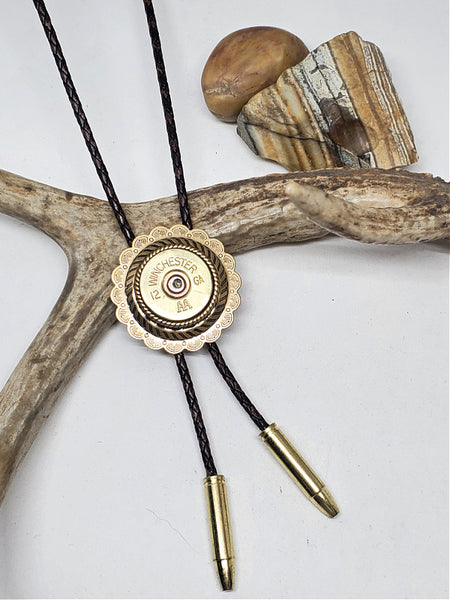 Concho 12 Gauge Shotshell Leather Bolo Tie - Unisex