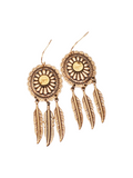 Oval Concho and Feather 22 Caliber Bullet Earrings - Choice or Brass or Silver