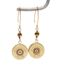 20 Gauge Shotshell Gold Beaded Marquis Wire Earrings