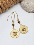 20 Gauge Shotshell Gold Beaded Marquis Wire Earrings