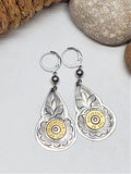 Hand Etched Teardrop Style Bullet Earrings