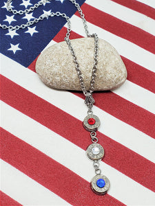 Patriotic Triple Bullet Necklace - Red, White & Blue