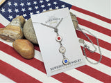 Patriotic Triple Bullet Necklace - Red, White & Blue