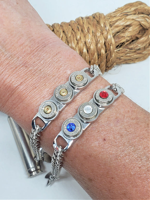 ID Bracelet - Triple Bullet ID Bracelet - Choice of Crystals