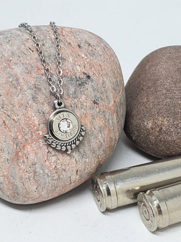 Small Caliber Fancy Trimmed Pendant Bullet Necklace