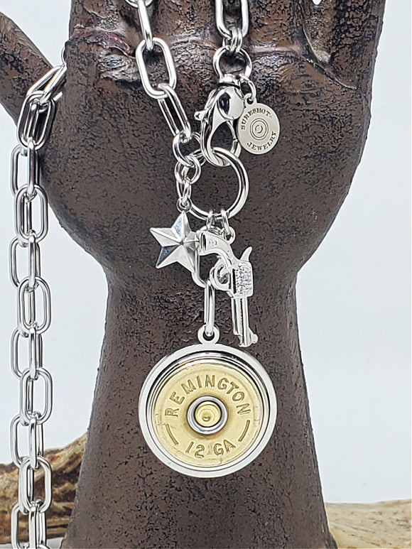 12 Gauge SILVER Paperclip Chain Charm Necklace