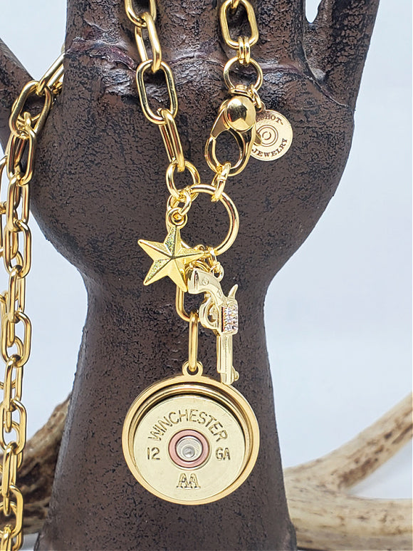 12 Gauge GOLD Paperclip Chain Charm Necklace