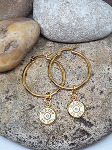 Classy Gold Bullet Hoop Earrings