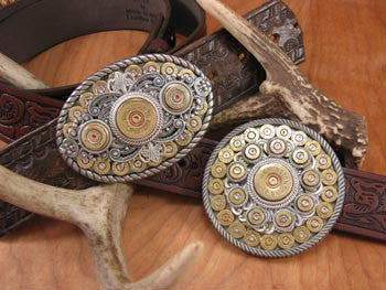 1 1/2 Shot Gun Shell Plaque Buckle Belt - AndWest